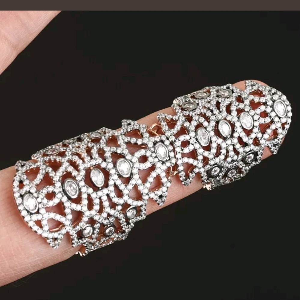 Gorgeous white sapphire, sterling &gold cuff